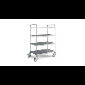 Hupfer SW 8x5/4 standaard Serveerwagen met 4-plateaus 800 x 500 mm.