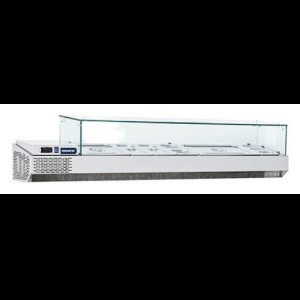 Opzetsaladiere 1/2 + 4x 1/3 GN met glasopbouw