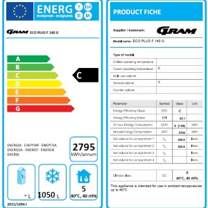 Gram ECO PLUS F140cc Vrieskast 2/1GN rvs