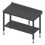 In hoogte verstelbare RVS tafel met schap 800x700x800-1000 mm.